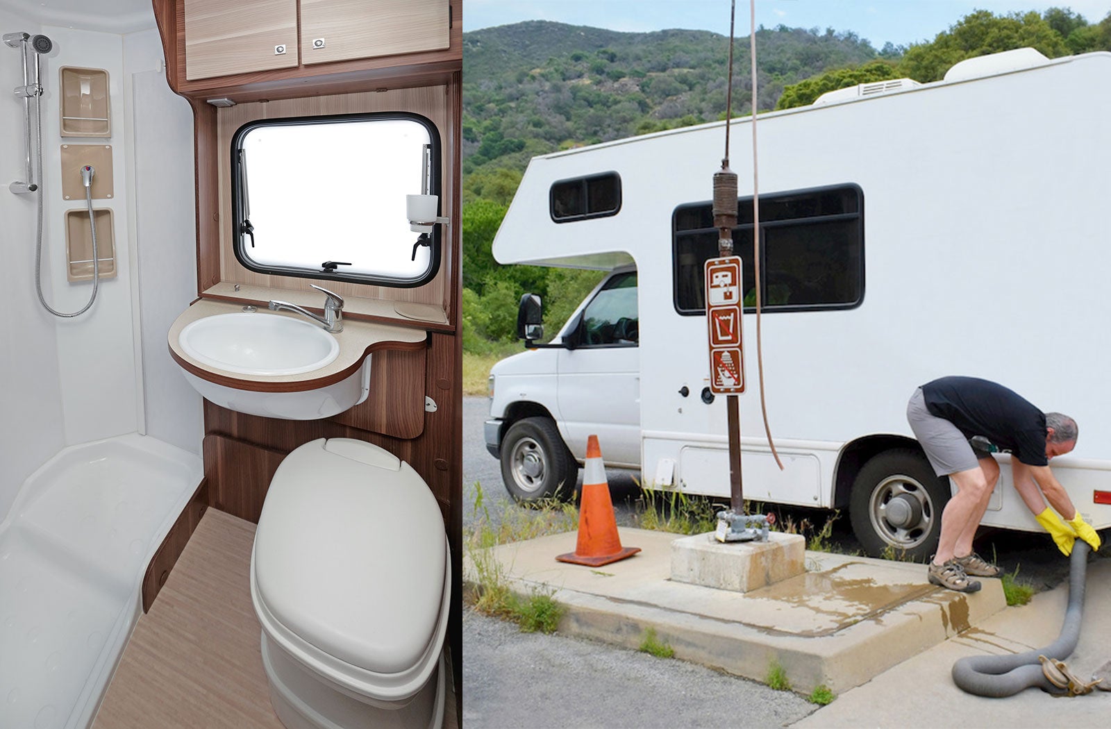 Portable RV/camper toilet and holding tank setup in Bolivar, Missouri